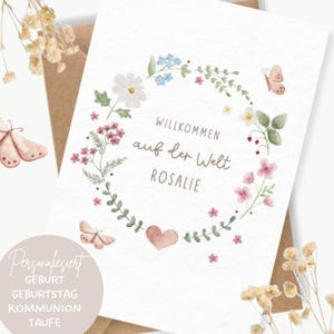 Personalisierte Glückwunschkarte "Waldwiese" / mit Wunschtext und Name / Für Geburt, Geburtstag, Taufe, Kommunion, Konfirmation, Jugendweihe
