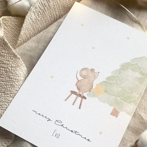 Personalisierte Weihnachtskarte "Weihnachtsmaus" / Weihnachtsgeschenk / Geschenkanhänger / Minikarte / Postkarte / Klappkarte