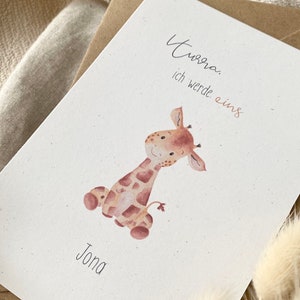 Personalized card "Giraffe" for your birthday with number and name