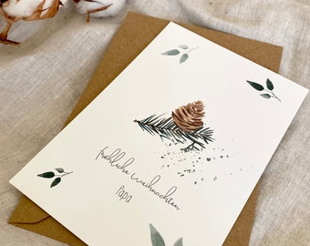 Personalisierte Weihnachtskarte "Tannenzapfen" / Weihnachtsgeschenk