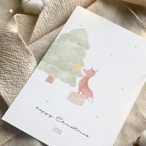 Personalisierte Weihnachtskarte "Weihnachtsfuchs" / Weihnachtsgeschenk / Geschenkanhänger / Minikarte / Postkarte / Klappkarte / Sticker