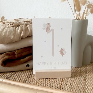 Personalisierte Zahlenkarte "Feen Mäuse" zum Geburtstag / mit Wunschtext und Namen / Postkarte / Klappkarte