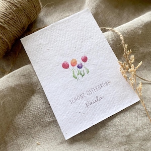 Einpflanzbare Grußkarte "Tulpen" mit Wunschtext und Name / Saatpapier / Samenkarte