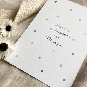 Personalisierte Glückwunschkarte "Konfetti" mit Wunschtext und Name / Geburtstag / Postkarte / Klappkarte