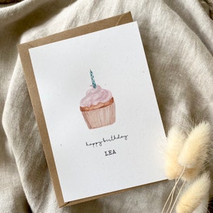 Personalisierte Glückwunschkarte Cupcake mit Wunschtext, Zahl und Namen / Geburtstag Bild 7