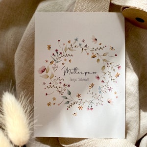 Personalized mother's passport cover "Wildflowers" with name / 2 parts