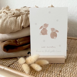 Personalisierte Karte mit Hasen "Wie schön, dass es dich gibt" mit Wunschtext und Namen / Postkarte / Klappkarte