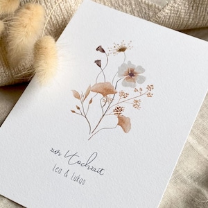 Personalisierte Karte "Blumen" mit Wunschtext und Namen / Hochzeit / Geburtstag / Postkarte / Klappkarte