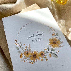 Personalized card "Sunflower" with desired text and name / wedding / retirement / anniversary / birthday / communion