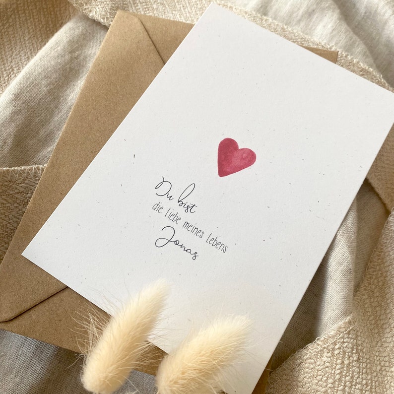 Personalisierte Karte Herz mit Wunschtext und Namen / Hochzeit / Valentinstag / Muttertag / Vatertag Du bist... Liebe