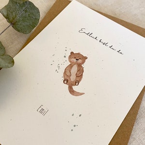 Personalized birth card "Otter" with desired text and name