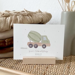 Personalisierte Karte "Betonmischer" mit Wunschtext und Namen / Geburtstag / Einladung / Minikarte / Postkarte / Klappkarte / Set