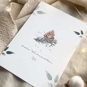 Personalisierte Weihnachtskarte "Tannenzapfen" / Weihnachtsgeschenk / Geschenkanhänger / Minikarte / Postkarte / Klappkarte / Sticker