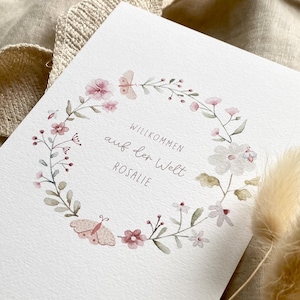 Personalisierte Glückwunschkarte "Wiesenblumen" / mit Wunschtext und Name / Postkarte / Klappkarte / Geburt / Geburtstag/Taufe/Erstkommunion