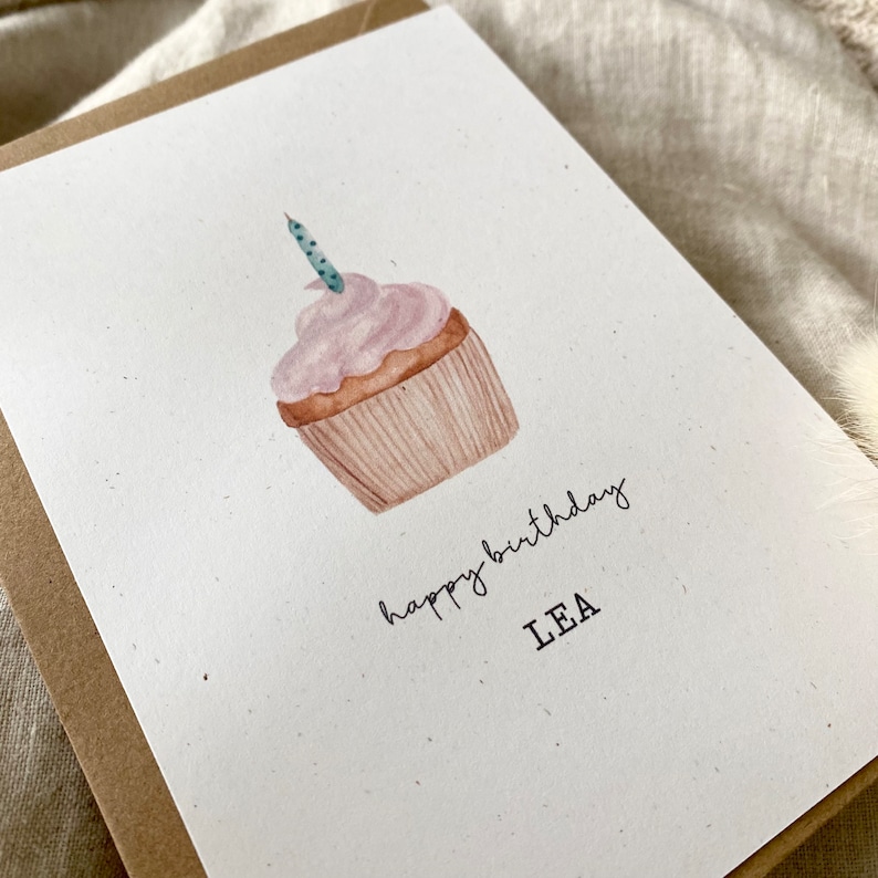 Personalisierte Glückwunschkarte Cupcake mit Wunschtext, Zahl und Namen / Geburtstag Bild 4