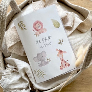 Personalisierte U-Hefthülle "Safari" mit Namen / 2-teilig / Aquarell