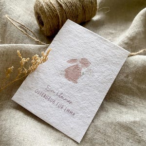 Einpflanzbare Grußkarte "Osterhase Blume" mit Wunschtext und Name / Saatpapier / Samenkarte