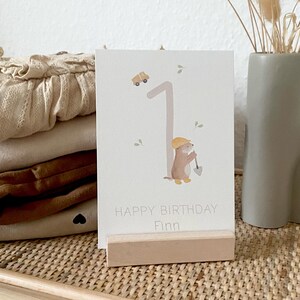 Personalisierte Zahlenkarte "Baustelle" zum Geburtstag / mit Wunschtext und Namen / Postkarte / Klappkarte