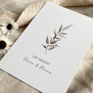Personalisierte Karte "Olivenzweig" mit Wunschtext und Namen / Hochzeit / Geburtstag / Postkarte / Klappkarte
