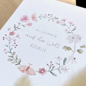 Personalisierte Glückwunschkarte "Wiesenblumen" / mit Wunschtext und Name / Postkarte / Klappkarte / Geburt / Geburtstag/Taufe/Erstkommunion