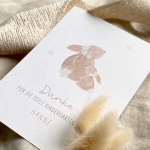 Personalisierte Karte mit Hasen "Danke" / Kindergartenzeit / Krippenzeit / Schuljahr / Lehrerin / Erzieherin