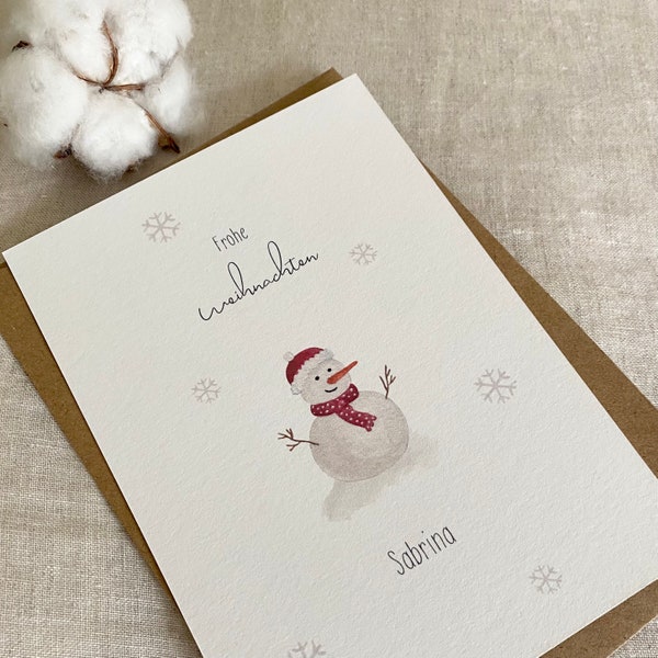 Personalisierte Weihnachtskarte "Schneemann" / Weihnachtsgeschenk