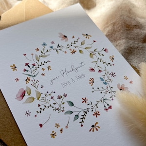 Personalisierte Glückwunschkarte "Wildblüten" / mit Wunschtext und Name / Hochzeit / Geburtstag / Geburt / Kommunion/ Jugendweihe