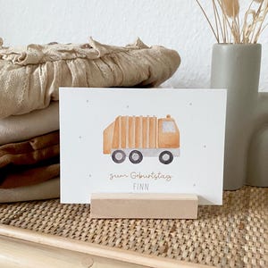 Personalisierte Karte "Müllabfuhr" mit Wunschtext und Namen / Geburtstag / Einladung / Minikarte / Postkarte / Klappkarte