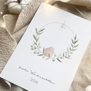 Personalisierte Weihnachtskarte "Weihnachtskranz" / Weihnachtsgeschenk / Geschenkanhänger / Minikarte / Postkarte / Klappkarte / Sticker