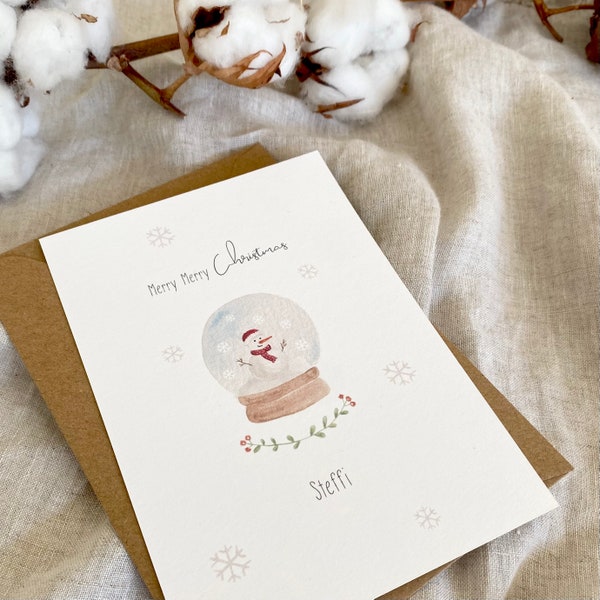 Personalisierte Weihnachtskarte "Schneekugel" / Weihnachtsgeschenk