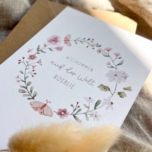 Personalisierte Glückwunschkarte "Wiesenblumen" / mit Wunschtext und Name / Postkarte / Klappkarte / Geburt / Geburtstag/Taufe/Erstkommunion
