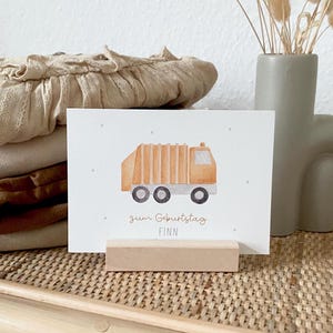 Personalisierte Glückwunschkarte "Müllabfuhr" / Wunschtext und Name / Rettungsfahrzeuge/Geburtstag/Einladung/Minikarte/Postkarte/Klappkarte