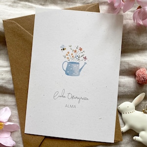 Personalisierte Osterkarte "Blumenkanne" / Ostergeschenk / Ostergrüße