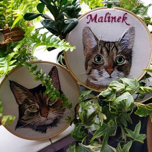 Hand embroidered portait of your pet Memorial Cat portrait. Dog lovers gift cat, lovers gift. Dog portrait. 12cm image 6