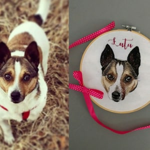 Custom dog portrait Dog portrait Memorial Pet portrait Embroidered pet portrait Personalized dog portrait Original pet portrait (20cm)