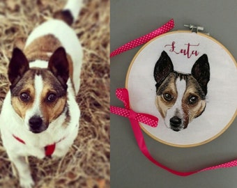 Custom dog portrait Dog portrait Memorial Pet portrait Embroidered pet portrait Personalized dog portrait Original pet portrait (20cm)