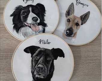 Hand embroidered portait of your pet! Cat portrait. Dog portrait. (20cm)