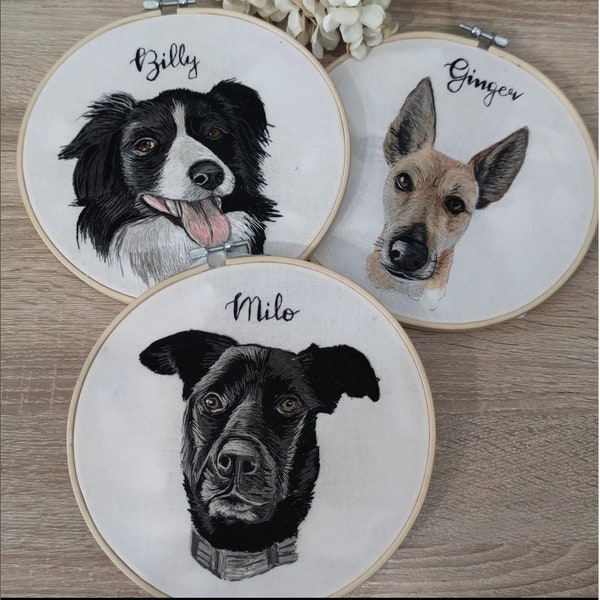 Hand embroidered portait of your pet! Cat portrait. Dog portrait. (20cm)