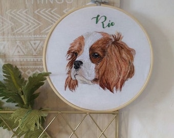 Pet embroidery, Hand embroidered portait of your pet! Cat portrait. Dog portrait. (15cm)