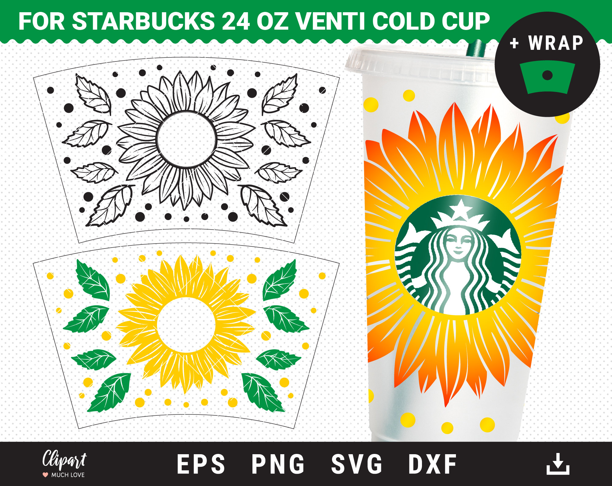 Download Sunflower Starbucks cup SVG full wrap Sunflower SVG | Etsy