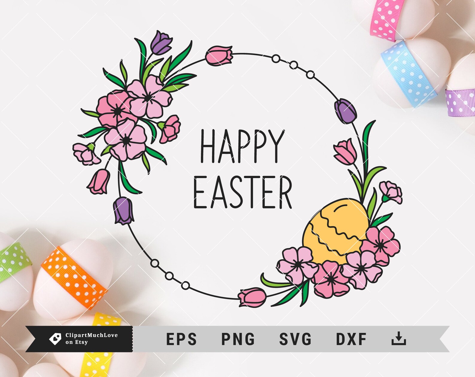 Happy Easter Floral Wreath Svg Easter Circle Monogram Svg | Etsy Happy Easter Floral Wreath Svg Easter Circle Monogram Svg | Etsy