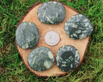 Green Chinese Writing Stone Small Palms #A-M