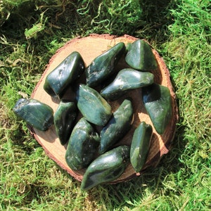 Dark Oblong Pieces of Nephrite Jade Tumbled