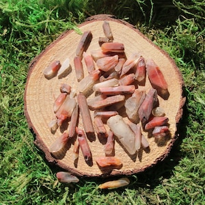 Red Orange Amphibole Included Quartz Raw Pieces