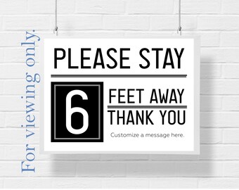 Signe et modèle de distanciation sociale de base 8,5 X 11