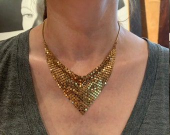 Vintage Gold-toned Chainmail Necklace