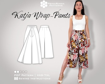 Modello di cucito per pantaloni avvolgenti Katja | E-book PDF con istruzioni per cucire | taglie XXS-7XL