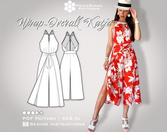 Sewing pattern | Wrap-overall Katja | Jumpsuit | E-Book | Sizes 34-44 | PDF immediate download | with sewing instructions