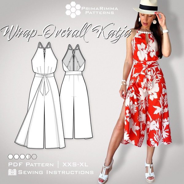 Sewing pattern | Wrap-overall Katja | Jumpsuit | E-Book | Sizes 34-44 | PDF immediate download | with sewing instructions