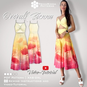 PDF Sewing Pattern Jumpsuit Sienna | Jersey Jumpsuit with twisted Crop Top | Sizes XXS–XL | No Zipper | Instant Download